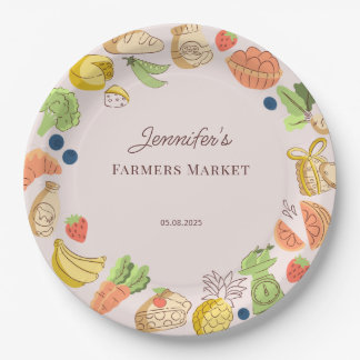 Roze Boerenmarkt Boerderij Verse Verjaardag Papieren Bordje