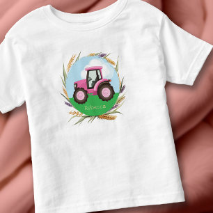 Roze boerentraktor meisjes schattig gepersonalisee kinder shirts