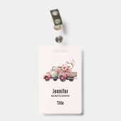Roze  Boerenwagen Badge (Achterkant met clip)