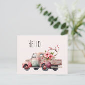 Roze Boerenwagen Briefkaart (Staand voorkant)