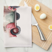 Roze  Boerenwagen Theedoek (Quarter Fold)