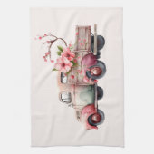 Roze  Boerenwagen Theedoek (Verticaal)