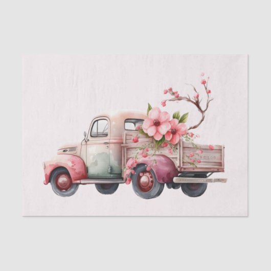 Roze  Boerenwagen Tissuepapier (Voorkant)