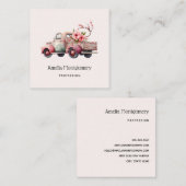 Roze Boerenwagen Vierkante Visitekaartje (Voorkant / Achterkant)