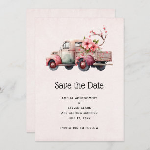 Roze Boer's Truck Bruiloft Save The Date