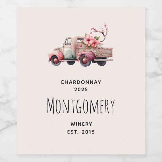 Roze  Boer's Truck Wine Making Wijn Etiket (Enkel label)