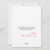 Roze Bogen Aangepaste Kerstfoto & Naam Feestdagenkaart (Achterkant)