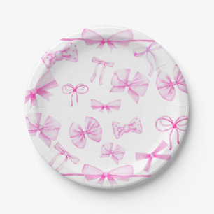 Roze Bogen Baby Meisje Baby shower Papieren Bordje