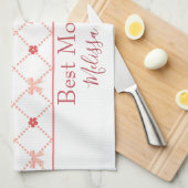 roze bogen Beste mama ooit Theedoek (Quarter Fold)