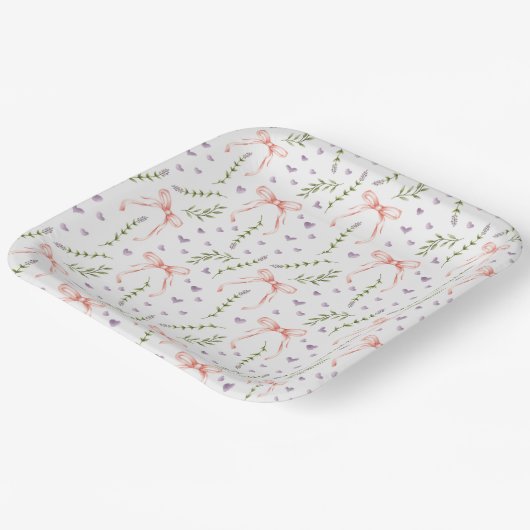 Roze Bogen Bloemen Papieren Bordje (Gebogen)