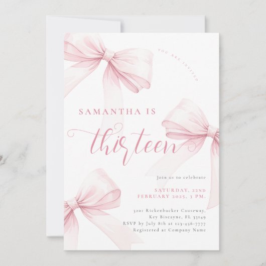 Roze Bogen Dertien Verjaardag Kaart (Voorkant)