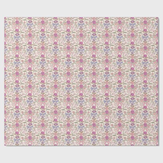 Roze Bogen en Bloesems Patroon Cadeaupapier (Vlak)