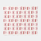 Roze Bogen en Kersen Girly Coquette Fleece Deken (Voorkant (Horizontaal))