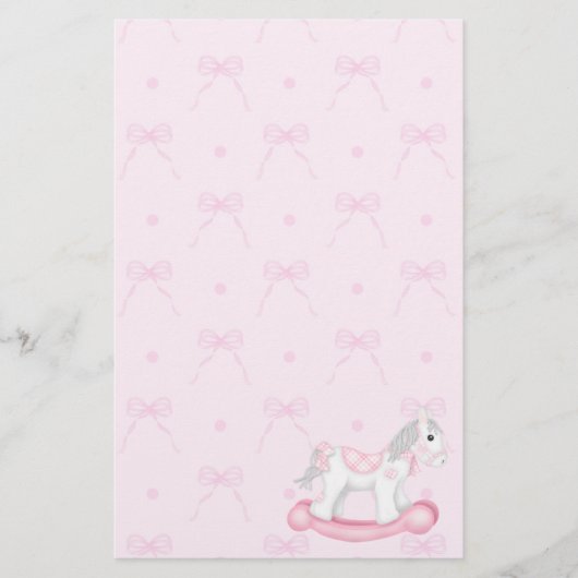Roze bogen en Rocking Horse Stationery Briefpapier (Voorkant)
