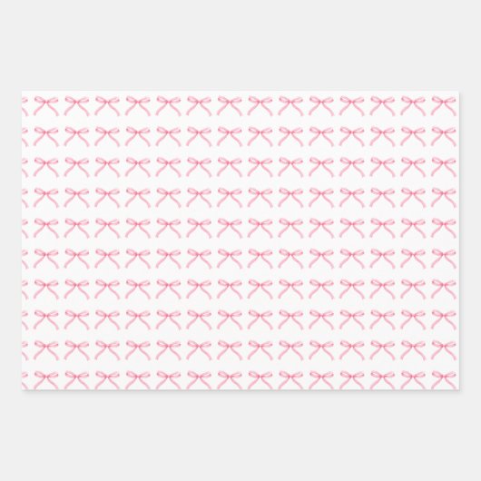 Roze Bogen Girly Coquette Patroon Wrapping Papier Inpakpapier Vel (Voorkant 2)
