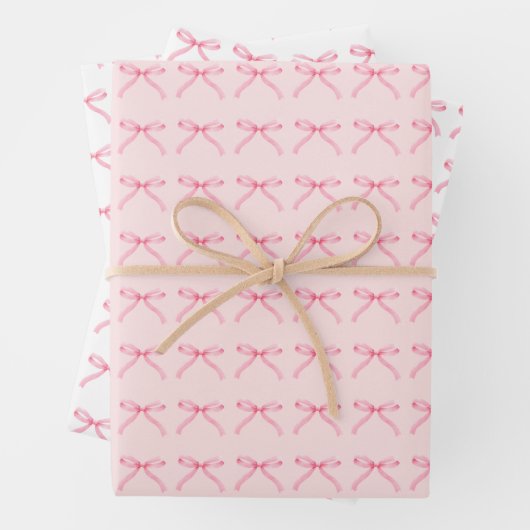 Roze Bogen Girly Coquette Patroon Wrapping Papier Inpakpapier Vel (In situ)