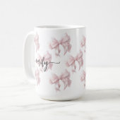 Roze Bogen Girly Meisje met Naam Koffiemok (Voorkant links)