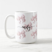 Roze Bogen Girly Meisje met Naam Koffiemok (Links)