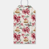 Roze Bogen Gouden Bellen Kerstmis Cadeaulabel (Achterkant)