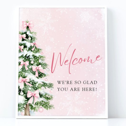 Roze Bogen Kerstboom Baby shower Welkomstbord Poster