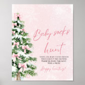Roze Bogen Kerstboom Baby Sokken Hunt Game Poster (Voorkant)