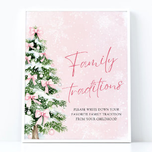 Roze Bogen Kerstboom Familie Tradities Spel Poster
