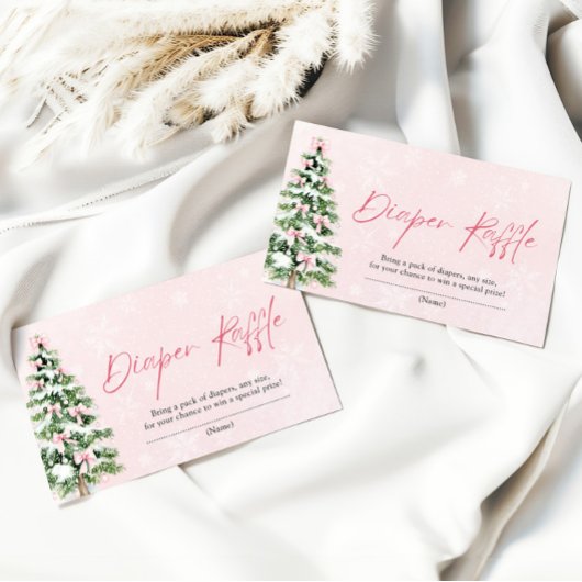 Roze Bogen Kerstboom Luier Raffle Baby shower Informatiekaartje