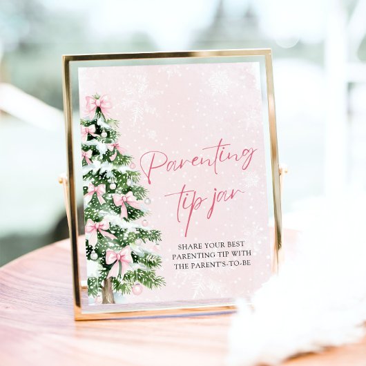 Roze Bogen Kerstboom Ouderschap Tip Jar Game Poster