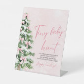 Roze Bogen Kerstboom Tiny Baby Hunt Game Reclamebord Met Voetstuk (Voorkant)
