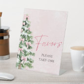 Roze Bogen Kerstboom Winter Baby shower Favorieten Reclamebord Met Voetstuk (Insitu)