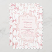 roze bogen ontwerp Doopsel Uitnodiging (Voorkant / Achterkant)