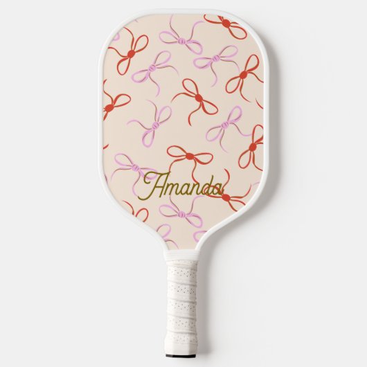 Roze Bogen - Preppy Red en Roze Coquette Esthetisc Pickleball Paddle (Achterkant)