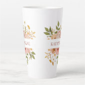 Roze Boheemse Bloemennaam Latte Mok (Voorkant)