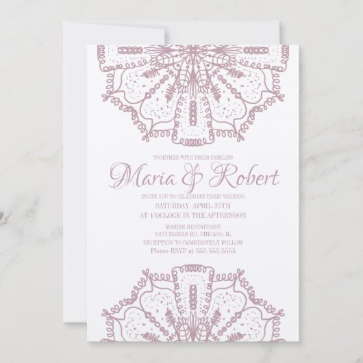 Roze Bohemian Mandala Art Boho Kraft Wedding Kaart (Voorkant)