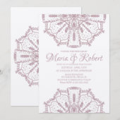 Roze Bohemian Mandala Art Boho Kraft Wedding Kaart (Voorkant / Achterkant)
