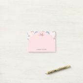 Roze Bohemian Rainbow Cute Monogram Post-it® Notes (Op bureau)
