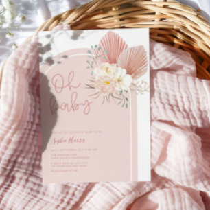 Roze Boho Arch Oh Baby shower Kaart