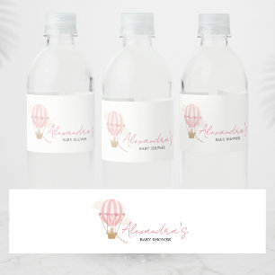 Roze Boho Beer Baby Shower  Waterfles Etiket