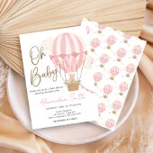 Roze Boho Beer Babyshower Kaart