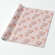 Roze Boho Beer ballonnen Gingham Floral