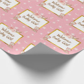 Roze Boho Beer Moon Baby shower Cadeaupapier (Hoek)