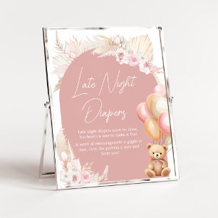 Roze Boho Beren ballon Late Night Luiers Poster