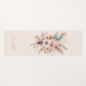 Roze Boho Bloem & Veren Elegant Yogamat (Voorkant (horizontaal))