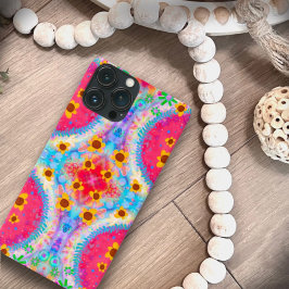 Roze BoHo Bloemen Plezier Abstract Stijlvol Meisje iPhone 13 Pro Max Hoesje