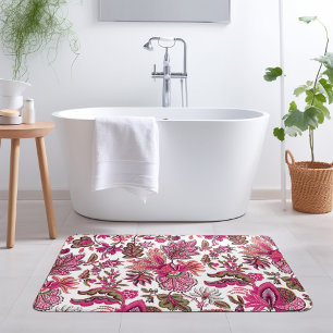 Roze Boho  bloemenprint Badmat