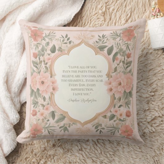 Roze Boho Bloemige Romantische Quote Kussen (Deken)