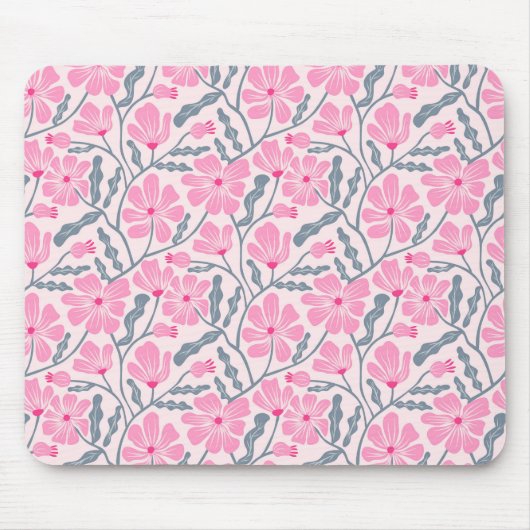 Roze Boho Bloempatroon Muismat (Voorkant)