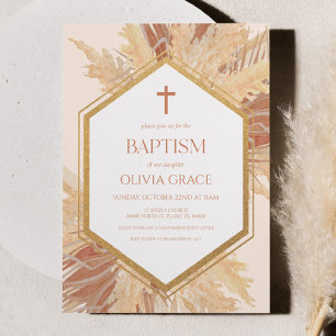 Roze Boho Bohemian Bloemen Lijst Doop Kaart