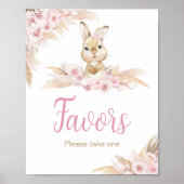Roze Boho Bunny Baby shower Favors Poster (Voorkant)