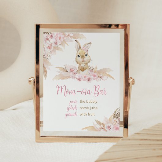 Roze Boho Bunny Baby shower Moeder Osa Bar Poster
